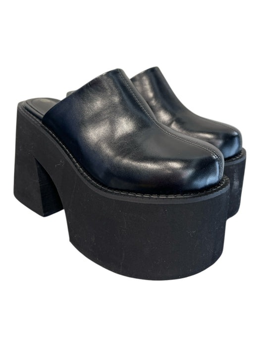 No label Shoe Size 38 Black Faux Leather Rubber Sole Mule Closed round toe Shoes Black / 38