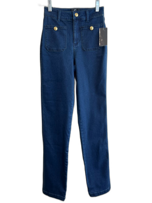 G by Giuliana Size 0 Navy Cotton Blend High Rise Zip Fly 5 Pocket Flare Jeans Navy / 0