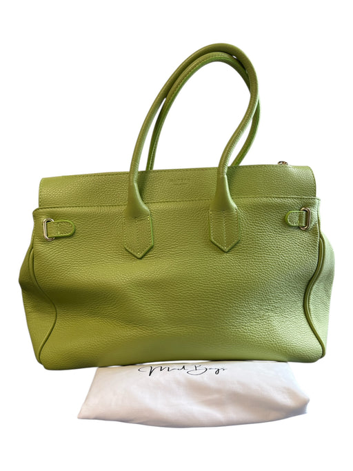 MADBAG Lime Green Pebble Leather Double Handle Top Zip Gold Hardware Bag Lime Green / Large