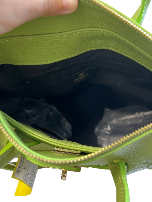 MADBAG Lime Green Pebble Leather Double Handle Top Zip Gold Hardware Bag Lime Green / Large