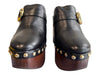 Schutz Shoe Size 7.5 Black & Brown Leather Wood platform Nailhead Details Shoes Black & Brown / 7.5