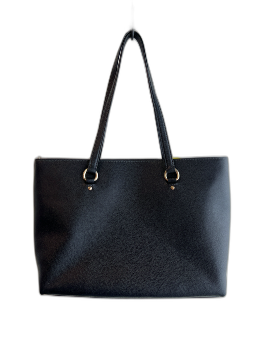 Coach Black Saffiano Leather Gold hardware Double Handle Top Zip Bag Black / Large