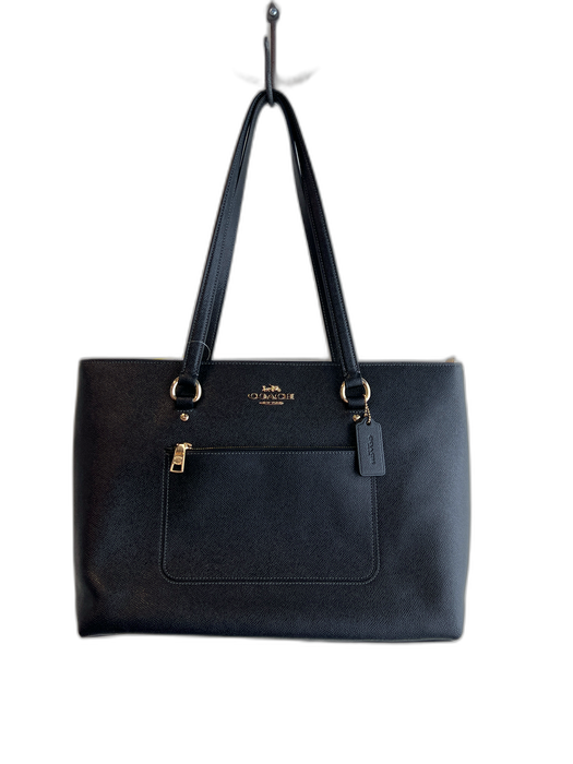Coach Black Saffiano Leather Gold hardware Double Handle Top Zip Bag Black / Large