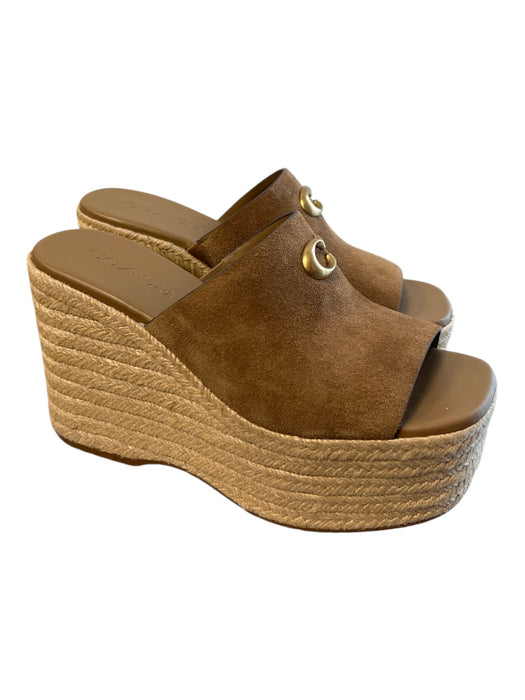 Coach Shoe Size 7.5 Brown & Tan Leather Espadrille Platform Slip On Shoes Brown & Tan / 7.5