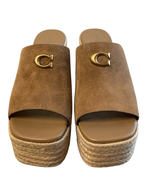Coach Shoe Size 7.5 Brown & Tan Leather Espadrille Platform Slip On Shoes Brown & Tan / 7.5