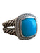 David Yurman Silver & Blue 925 Silver Diamonds Turquoise Cable Statement Ring Silver & Blue