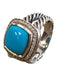 David Yurman Silver & Blue 925 Silver Diamonds Turquoise Cable Statement Ring Silver & Blue