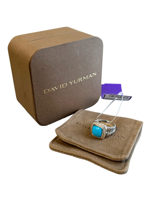 David Yurman Silver & Blue 925 Silver Diamonds Turquoise Cable Statement Ring Silver & Blue