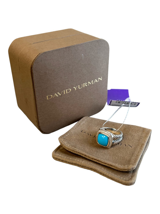 David Yurman Silver & Blue 925 Silver Diamonds Turquoise Cable Statement Ring Silver & Blue