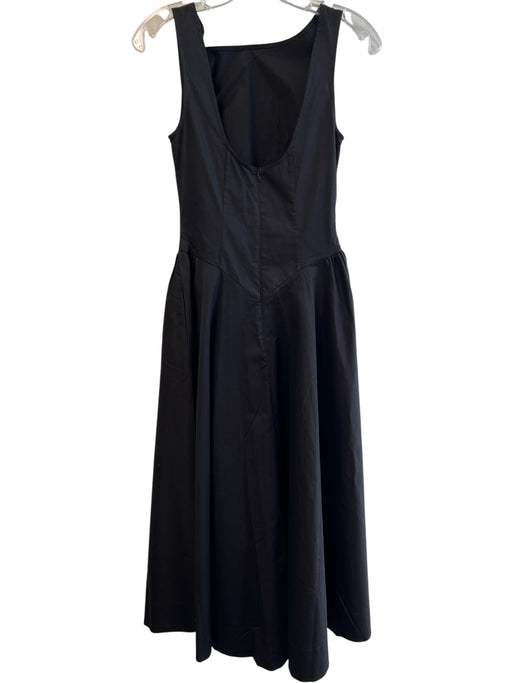 Yojani Boutique Size XS Black Cotton & Spandex Sateen Trim Boat Neck Midi Dress Black / XS