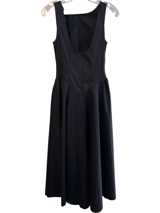 Yojani Boutique Size XS Black Cotton & Spandex Sateen Trim Boat Neck Midi Dress Black / XS