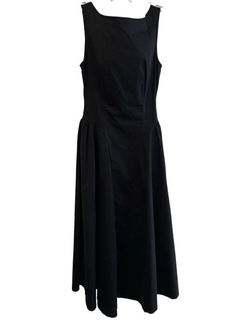 Yojani Boutique Size XS Black Cotton & Spandex Sateen Trim Boat Neck Midi Dress Black / XS