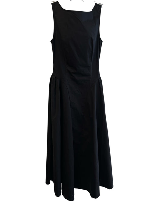 Yojani Boutique Size XS Black Cotton & Spandex Sateen Trim Boat Neck Midi Dress Black / XS