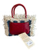 Patricia Nash White Blue & Red paper straw Top Handles Zip Close Bag White Blue & Red