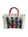 Patricia Nash White Blue & Red paper straw Top Handles Zip Close Bag White Blue & Red