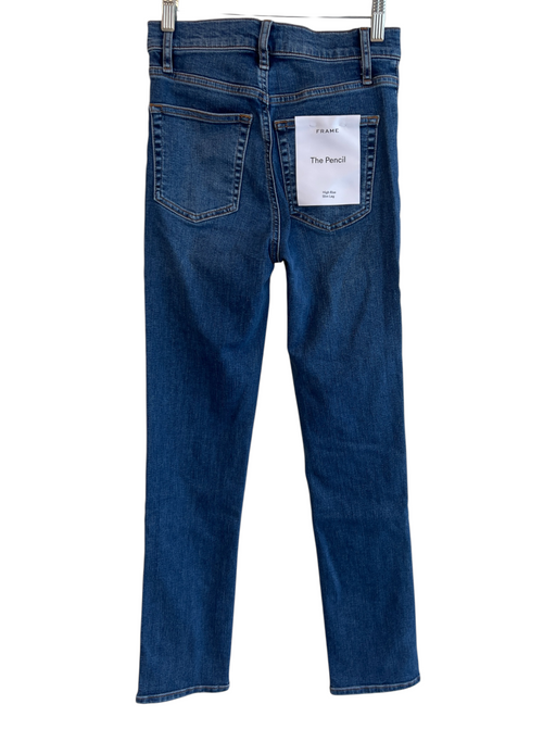 Frame Size 25 Med Dark Wash Cotton Blend 5 Pocket Zip Fly High Waist Jeans Med Dark Wash / 25