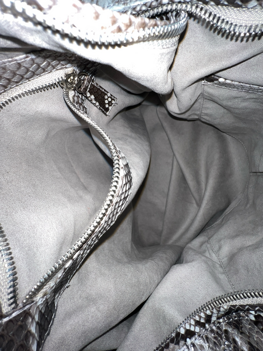 Blue & Aqua Reptile Top Handle Zip Close Tassel Hobo Bag Blue & Aqua / Large