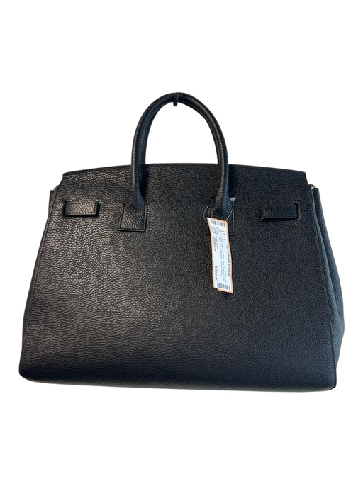 Teddy Blake Black Leather Flap Closure Gold Hardware 2 Handles Bag Black / Medium