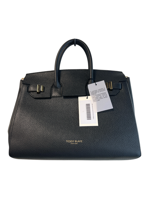 Teddy Blake Black Leather Flap Closure Gold Hardware 2 Handles Bag Black / Medium