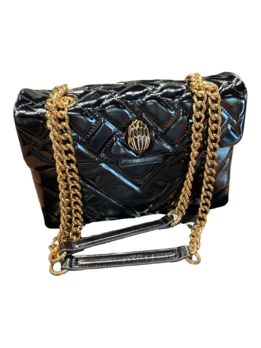 Kurt Geiger Black Leather Gold hardware Chain Patent Quilted Bag Black