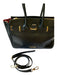 Tuscany Leather Black Leather Top Zipper Double Handle Gold Hardware Bag Black / Medium