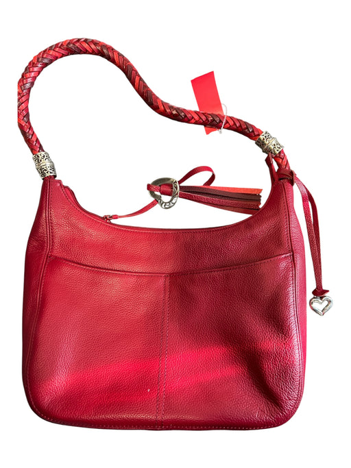 Brighton Red Leather Silver Hardware Top Handle Inside & Out Pockets Purse Red / Medium