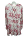 Bardot Size 10/L White & Pink Polyester Floral Surplice Long Sleeve Dress White & Pink / 10/L