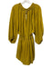 Free People Size M Mustard Yellow Cotton Long puff sleeve V Neck Mini Dress Mustard Yellow / M