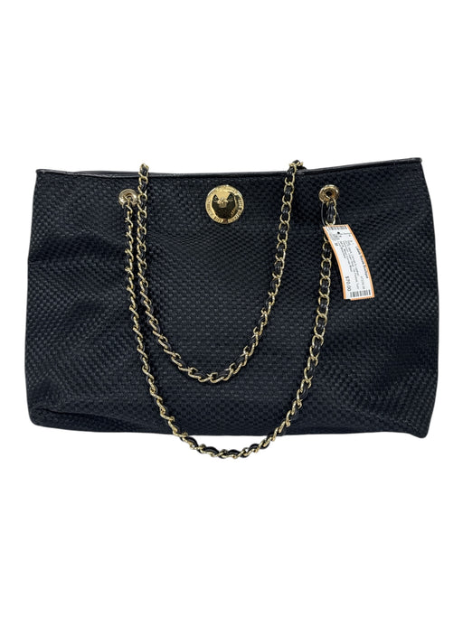Love Moschino Black Canvas & Leather Interwoven Chain Strap Zip Pocket Bag Black / M