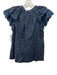 Ulla Johnson Size 2 Black & Blue Cotton Floral Ruffle Cap Sleeve Top Black & Blue / 2