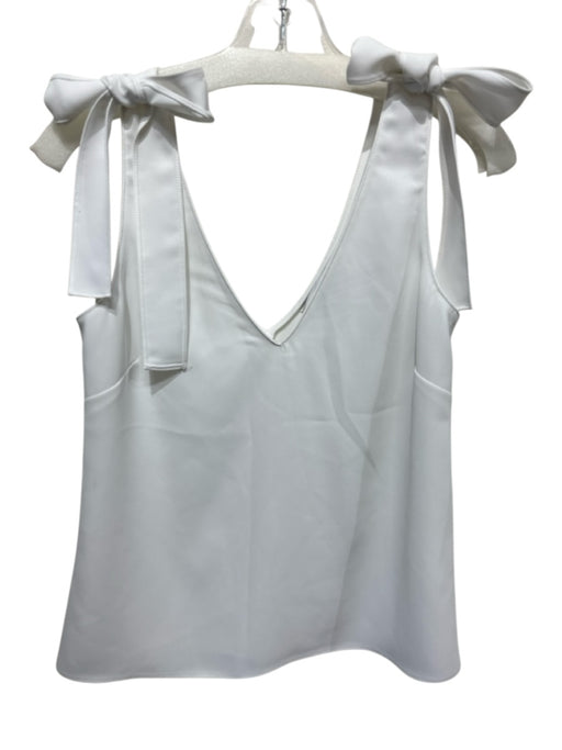 Amanda Uprichard Size XS White Polyester Sleeveless Tie Shoulder V Neck Top White / XS
