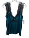 Cami NYC Size XS Teal Blue & Black Silk Lace Trim Sleeveless V Neck Tank Top Teal Blue & Black / XS