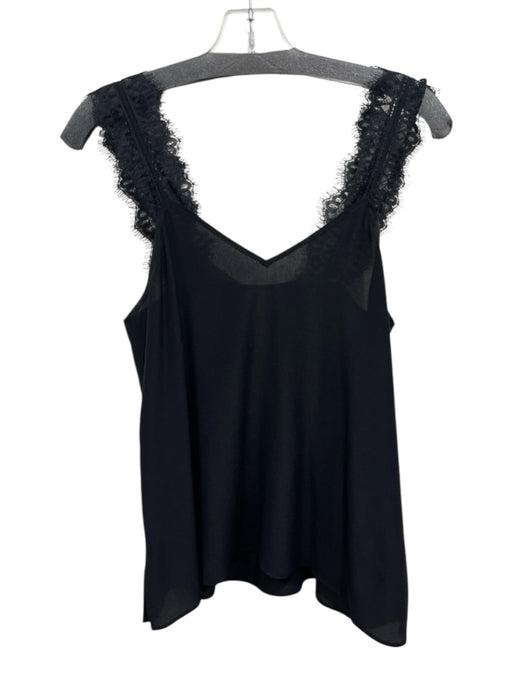 Cami NYC Size XS Black Silk Lace Detail Sleeveless V Neck Tank Top Black / XS