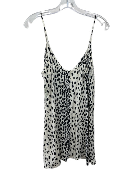 Reformation Size XS Cream White & Black Viscose Blend Abstract Dots V Neck Dress Cream White & Black / XS