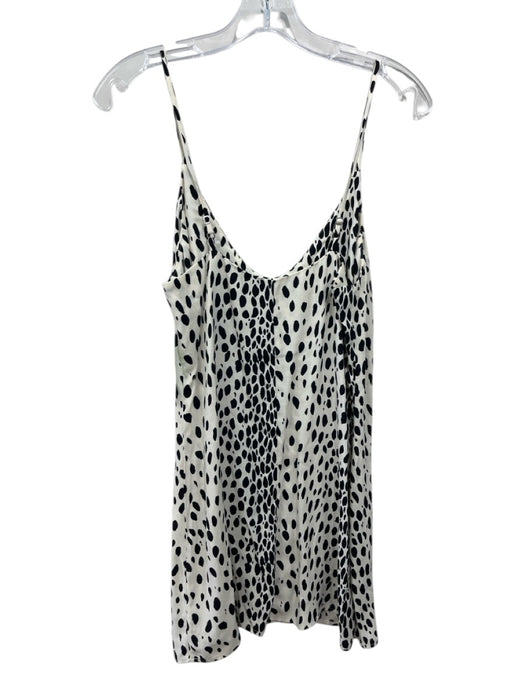 Reformation Size XS Cream White & Black Viscose Blend Abstract Dots V Neck Dress Cream White & Black / XS