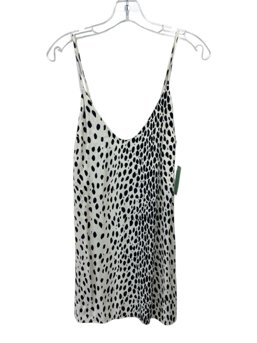 Reformation Size XS Cream White & Black Viscose Blend Abstract Dots V Neck Dress Cream White & Black / XS