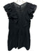 Loveshackfancy Size XS Black Cotton Ruffle Cap Sleeve Lace Detail V Neck Dress Black / XS