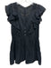Loveshackfancy Size XS Black Cotton Ruffle Cap Sleeve Lace Detail V Neck Dress Black / XS