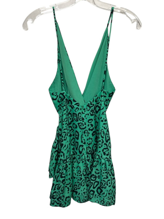 Wayf Size XS Green & Black Polyester Spaghetti Strap Leopard Print Dress Green & Black / XS