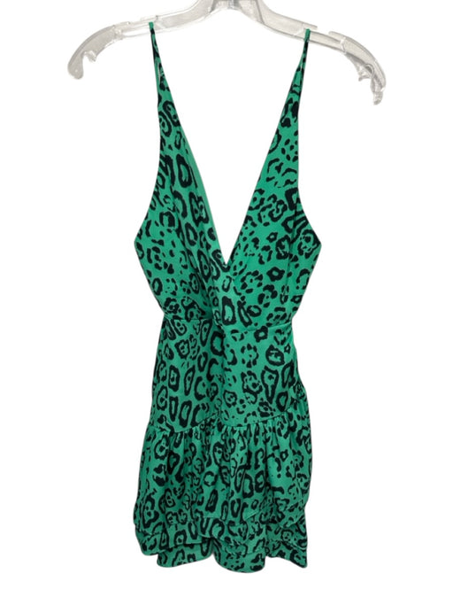 Wayf Size XS Green & Black Polyester Spaghetti Strap Leopard Print Dress Green & Black / XS