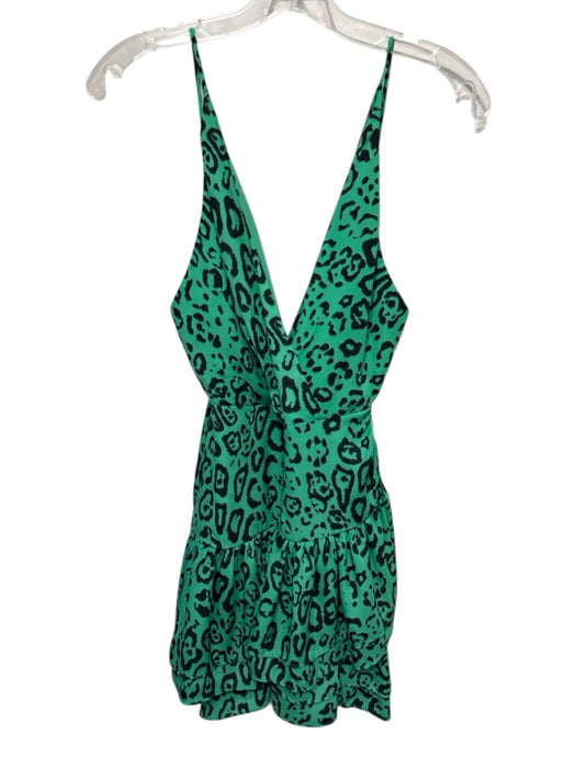 Wayf Size XS Green & Black Polyester Spaghetti Strap Leopard Print Dress Green & Black / XS