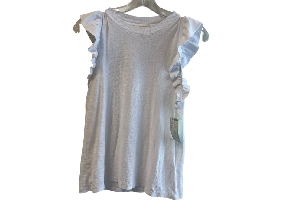 Nation Size Small White Cotton Ruffle Sleeves Round Neck Sleeveless Top White / Small