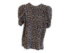 A.L.C. Size XS Brown, Black & White Cotton Short Puff Sleeve Cheetah Print Top Brown, Black & White / XS