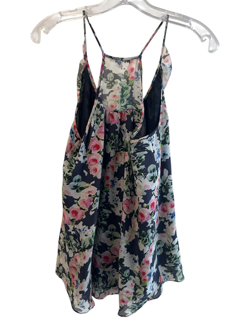 Rebecca Taylor Size 2 Navy, Green & Pink Silk & Polyester Sleeveless Floral Top Navy, Green & Pink / 2