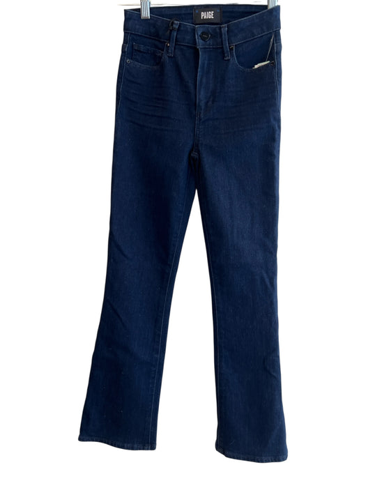 Paige Size 24 Dark Wash Cotton Blend 5 Pocket High Rise Ankle Flare Jeans Dark Wash / 24