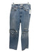 RE/DONE Size 25 Med Light Wash Cotton Denim Button Fly Distressed Straight Jeans Med Light Wash / 25