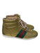 Gucci Shoe Size 37.5 Gold, Green, & Red Leather Glitter lace up High Top Shoes Gold, Green, & Red / 37.5