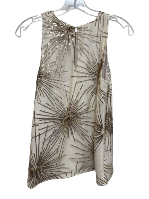 Trina Turk Size S Gold Polyester Sequined Sunburst Keyhole Back Sleeveless Top Gold / S