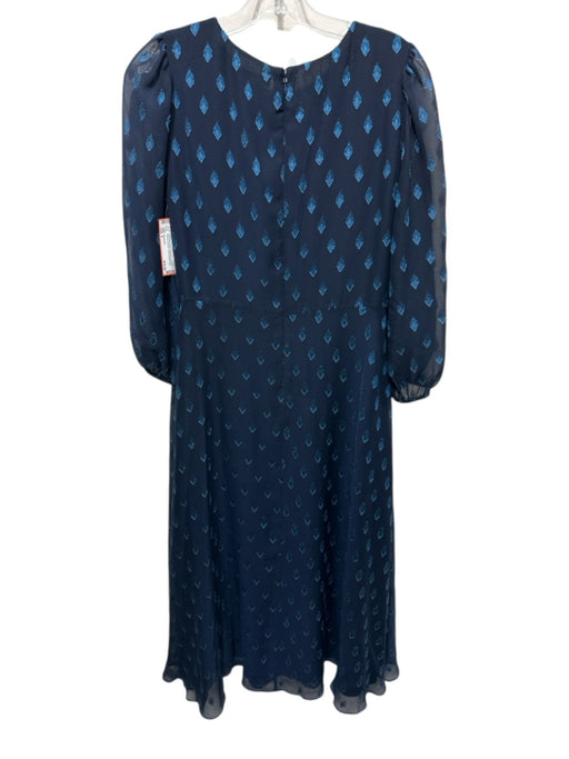 Shoshanna Size 6 Navy Blue & Blue Polyester Keyhole flocked diamond Maxi Dress Navy Blue & Blue / 6