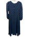 Shoshanna Size 6 Navy Blue & Blue Polyester Keyhole flocked diamond Maxi Dress Navy Blue & Blue / 6